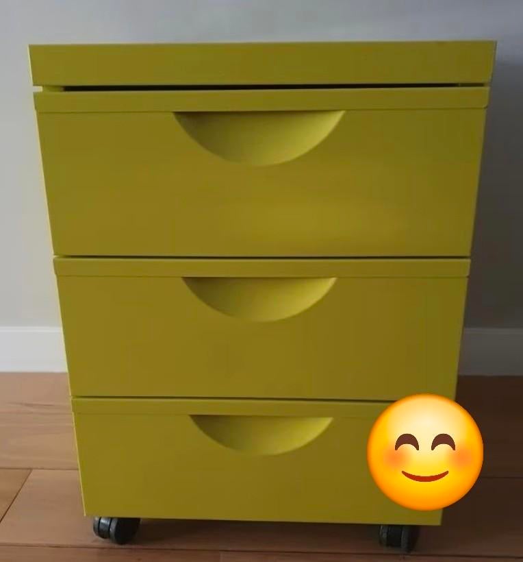 Ikea ladeblok limegroen op wieltjes, Ophalen