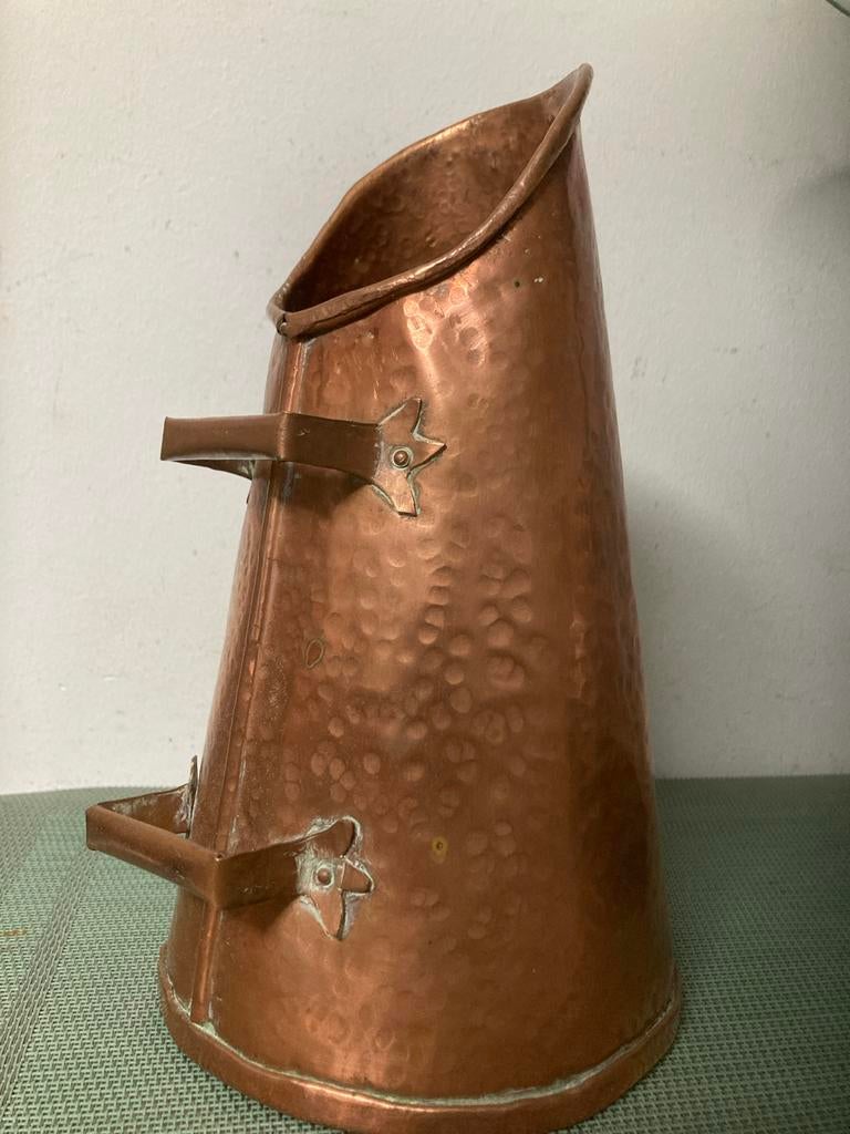 Antieke Rood Koperen Kolenkit - Handgehamerd, 23,5 cm, Antiek en Kunst, Antiek | Koper en Brons, Ophalen of Verzenden, Koper