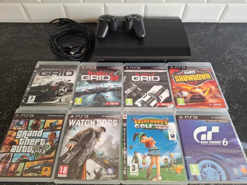 PlayStation 3 Super Slim 500 GB met controller en 8 games, Spelcomputers en Games, Ophalen, Met games, Super Slim, Zo goed als nieuw