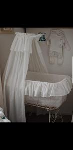 Antiek beddengoed voor wieg met hemel, Ophalen of Verzenden, Zo goed als nieuw, Wit, Jongetje of Meisje