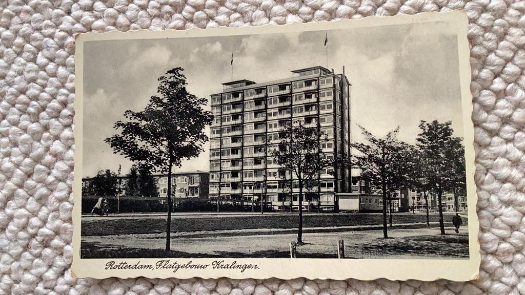 Ansichtkaart Rotterdam Flatgebouw Kralingen. 936, Ophalen of Verzenden, 1940 tot 1960, Ongelopen, Zuid-Holland