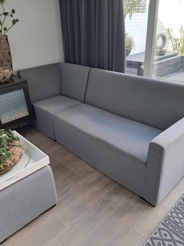 Buiten/ binnenbank met hocker en hoekstuk, Tuin en Terras, Tuinbanken, Ophalen, Zo goed als nieuw, Overige materialen