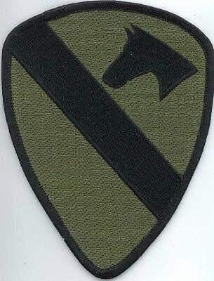 Te koop Patch USA 1e Cavalerie Division,groen,zwart, Verzenden, Landmacht, Amerika, Embleem of Badge
