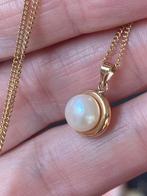 9 karaat goud 375 hanger parel met 8 krt ketting vintage, Sieraden, Tassen en Uiterlijk, Kettingen, Met hanger, Geel, Ophalen of Verzenden