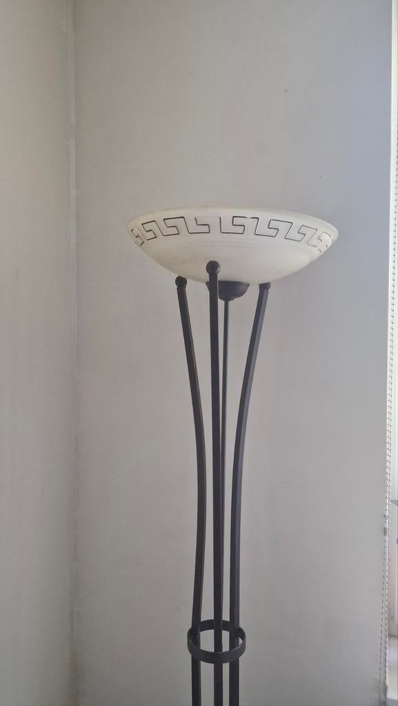 Stijlvolle staande lamp met Grieks motief, Ophalen, Gebruikt, Glas, Klassiek, Grieks, Modern