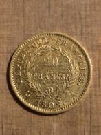Gouden 20 Franken Napoleon munt 1808, Ophalen of Verzenden, Frankrijk, Losse munt, Goud