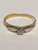 Geel wit gouden ring diamant, Verzenden, Goud, Ring