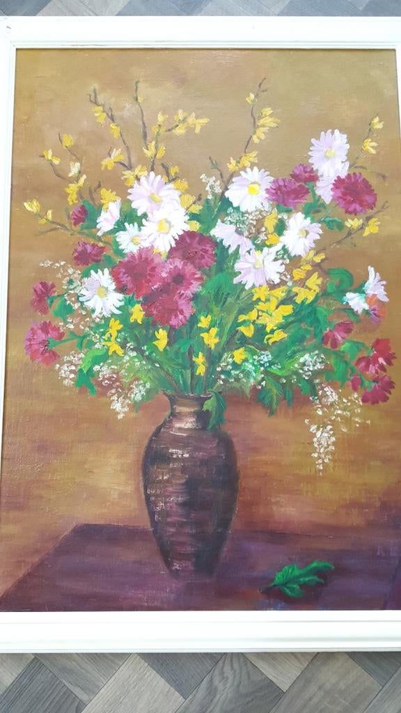 Olieverf schilderij met lijst, Ophalen of Verzenden