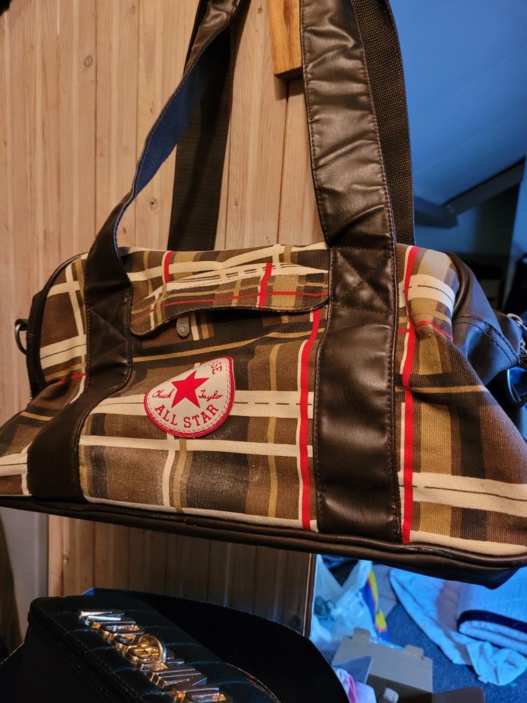 Converse Tas - Bruin/Rood Geruit, Ophalen of Verzenden, Gebruikt, Bruin