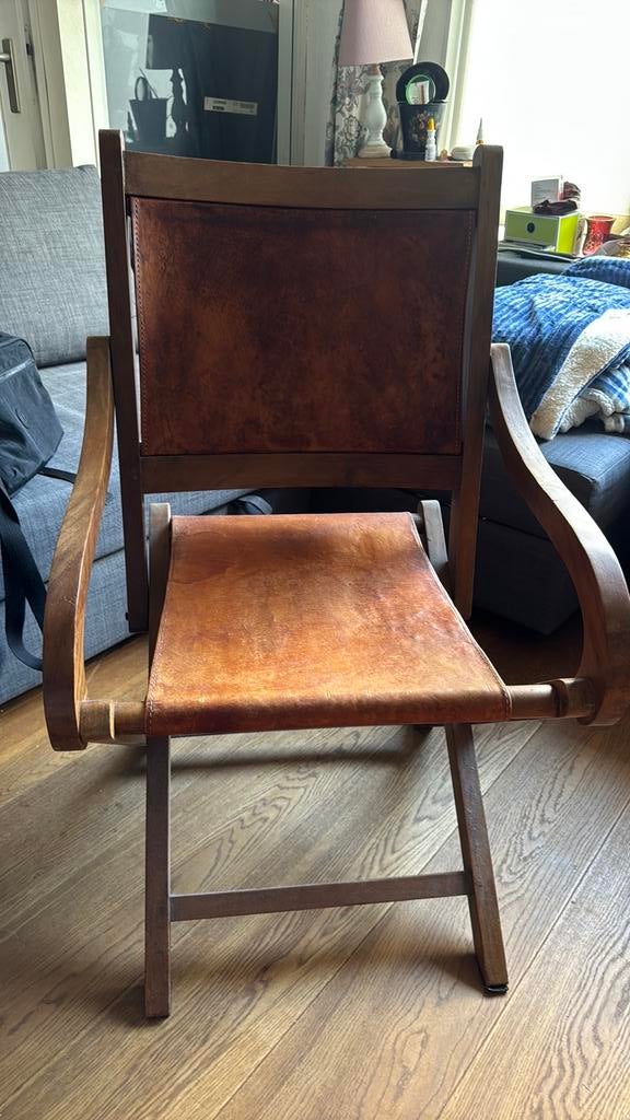 Lederen leren klapstoel regisseurs heren comfort stoel, Antiek en Kunst, Ophalen of Verzenden