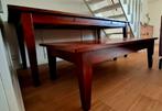 Koloniale eettafel, salontafel & 6 rieten stoelen, Gebruikt, Overige materialen, Vijf personen of meer, Rechthoekig