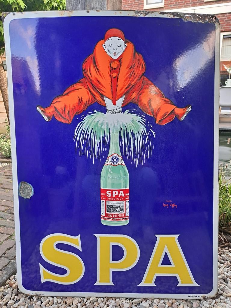 Emaille reclame emaille reclamebord Spa origineel, Verzamelen, Merken en Reclamevoorwerpen, Ophalen, Gebruikt, Reclamebord