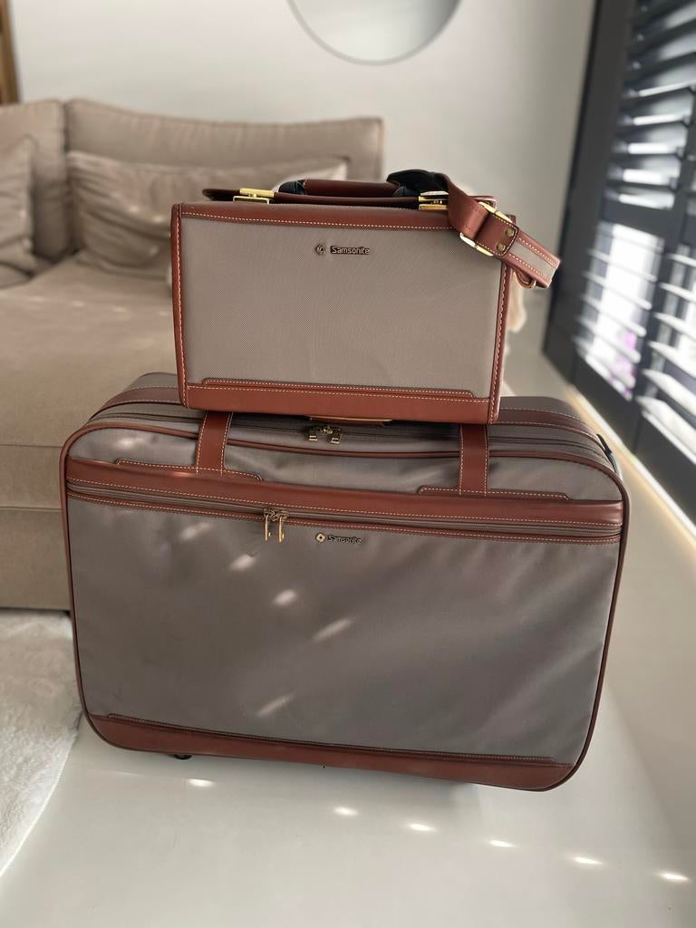 Vintage Samsonite koffer+beautycase set klassiek & stijlvol, Wieltjes, Overige materialen, Gebruikt, 50 tot 60 cm