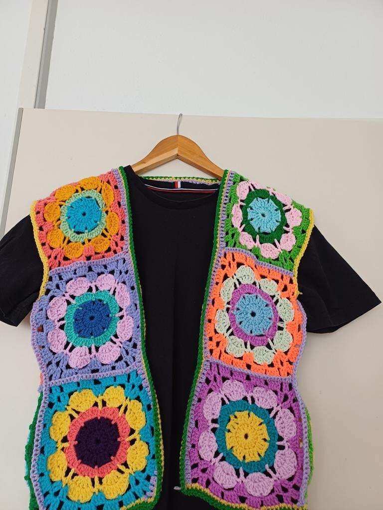 Gehaakt gilet/hesje (granny square vest), Kleding | Dames, Ophalen of Verzenden, Nieuw, Maat 38/40 (M)