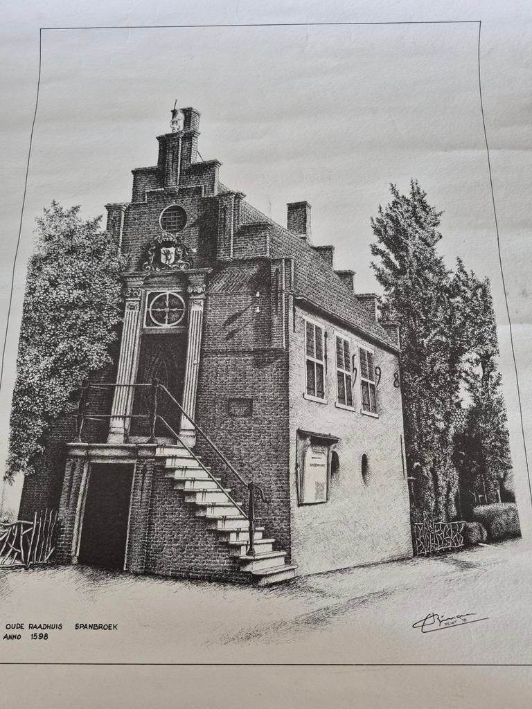 Oude Raadshuis Spanbroek - Pentekening 1598, Ophalen of Verzenden