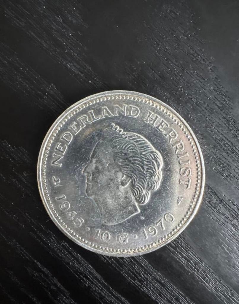 Zilveren 10 Gulden Munt 1970 - Nederland Herrijst Juliana, Koningin Juliana, Zilver, Ophalen of Verzenden, Losse munt