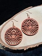 boho / vintage houten ronde oorbellen, Ophalen of Verzenden, Nieuw, Bruin, Overige materialen