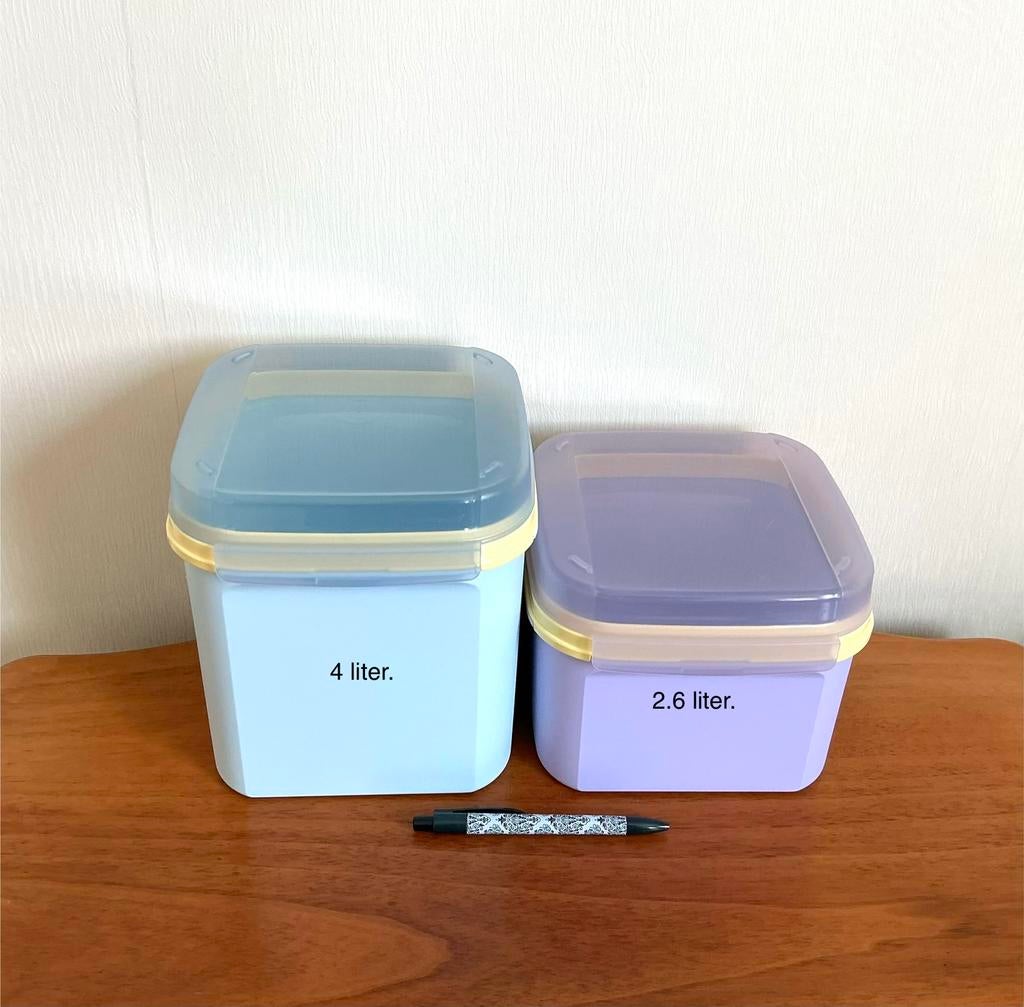 Tupperware 2 x Tuppertop Voorraaddozen 4 liter en 2.6 liter., Ophalen of Verzenden, Zo goed als nieuw, Blauw