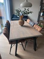 Massief eiken eettafel, industriële look. Zgan!, Huis en Inrichting, Tafels | Eettafels, Ophalen, Eikenhout, 50 tot 100 cm, Zo goed als nieuw