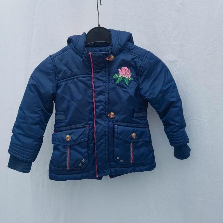 Stoere blauwe meiden winterjas mt 92 merk Vingino, Kinderen en Baby's, Kinderkleding | Maat 92, Zo goed als nieuw, Meisje, Jas