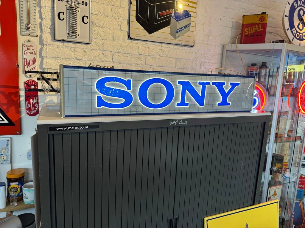 Vintage Sony Lichtbak Reclamebord - Uniek Verzamelobject, Verzamelen, Ophalen, Gebruikt, ., Lichtbak of (neon) lamp