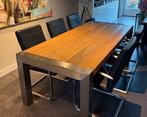 Eettafel steigerhout/RVS, Ophalen, Gebruikt, Overige materialen, 200 cm of meer