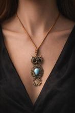 Uilenketting met blauwe steen, Sieraden, Tassen en Uiterlijk, Ophalen of Verzenden