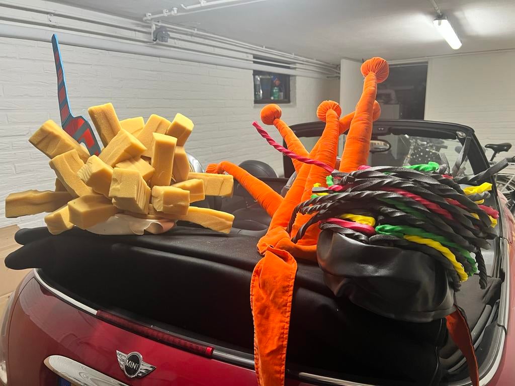 Gratis Carnavalsmutsen: Friet, Wortel en Rasta, Ophalen, Gedragen, Carnaval, Accessoires