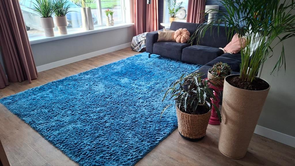 Groot blauw vloerkleed, Ophalen of Verzenden, Blauw, Rechthoekig, 200 cm of meer