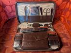 Vintage Heren Reis Toiletset - Bruin Leer, Ophalen of Verzenden