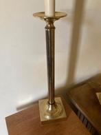 T.K. twee koperen/messing schemerlampen met een ovalen kap., Huis en Inrichting, Lampen | Tafellampen, Ophalen of Verzenden, Gebruikt