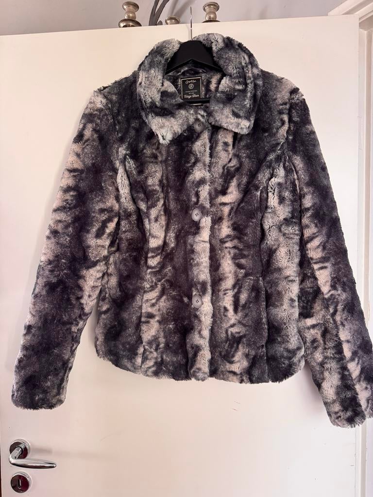 Geisha faux fur bontjas XL - grijs/blauw, Kleding | Dames, Jassen | Winter, Ophalen of Verzenden, Zo goed als nieuw, Maat 46/48 (XL) of groter