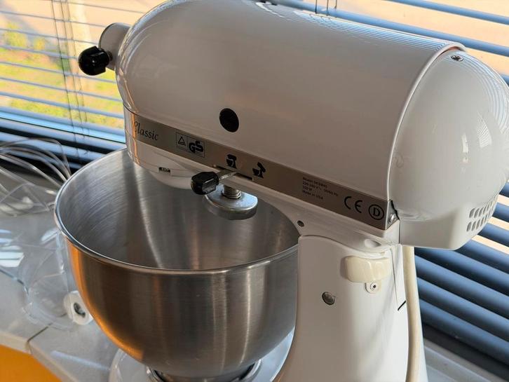 KitchenAid Classic Mixer - Wit, Witgoed en Apparatuur, Keukenmixers, Zo goed als nieuw, 3 tot 4 liter, 3 snelheden of meer, Vaatwasserbestendig