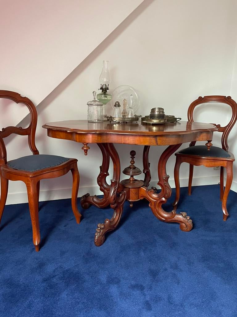 Antieke Mahonie Salonset (Willem III stijl) ca. 1880, Antiek en Kunst, Antiek | Meubels | Tafels, Ophalen