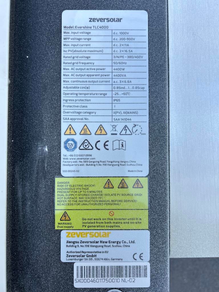 ZeverSolar Evershine TLC4000 omvormer - 4400W, Ophalen of Verzenden, Gebruikt