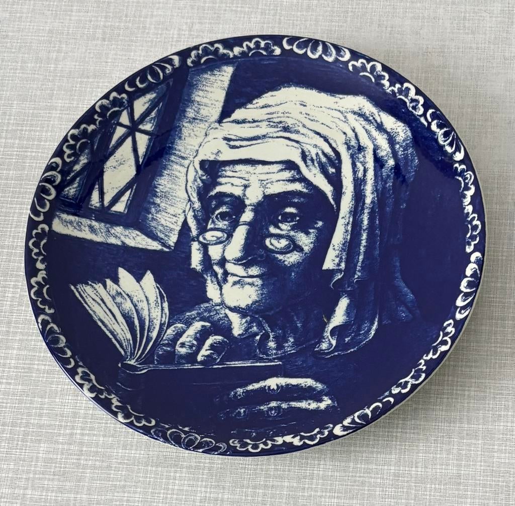 Wandbord Boch Belgium blauw ø 25 cm, Ophalen of Verzenden