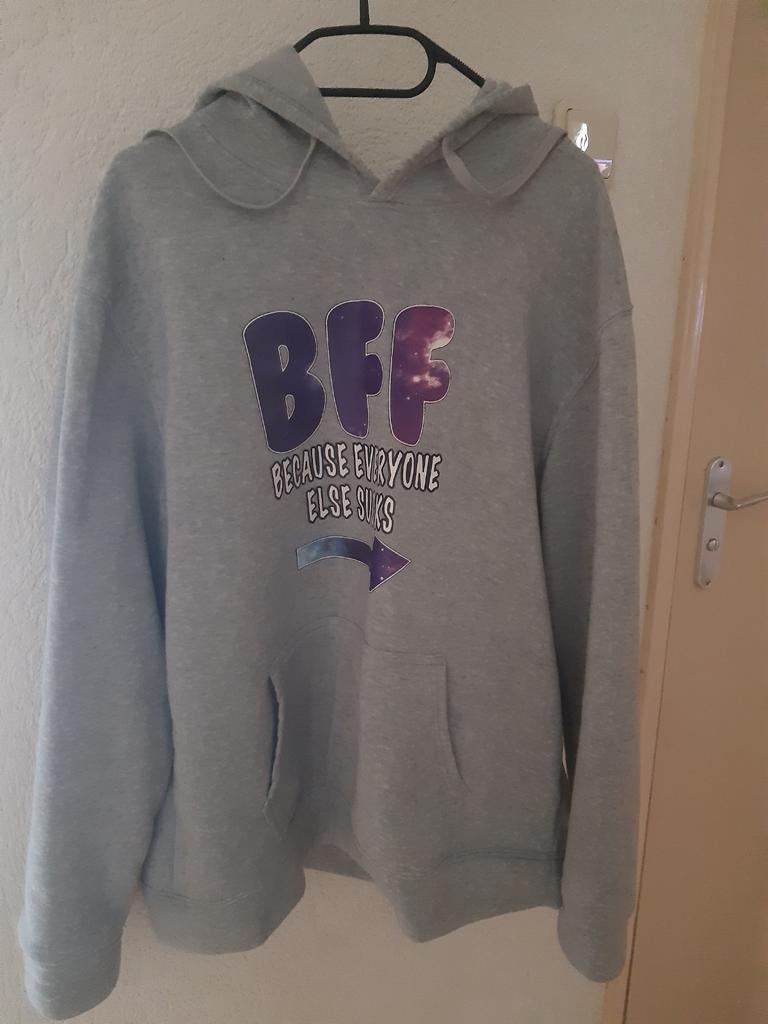 Trui met capuchon BFF 3XL (valt klein uit) Incl.verz.kosten, Verzenden, Zo goed als nieuw, Maat 46/48 (XL) of groter, Grijs