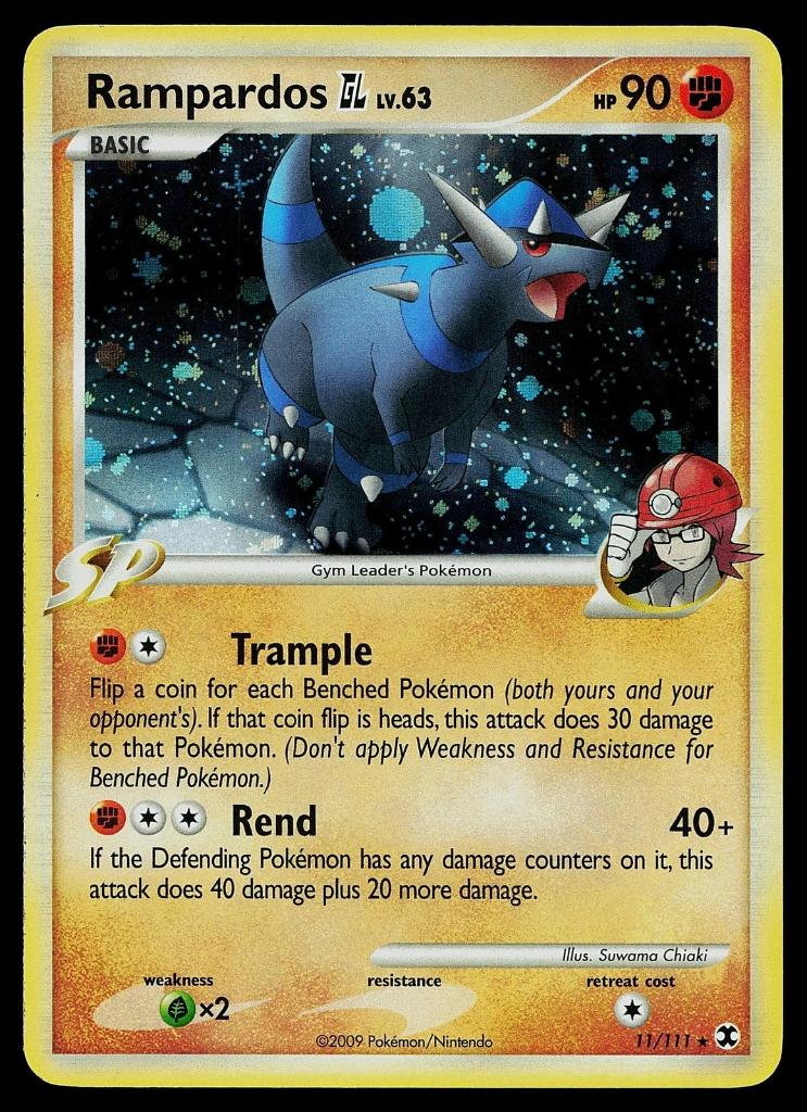 Pokemon Card - Rampardos GL Rising Rivals 11/111 Holo Rare, Ophalen of Verzenden, Zo goed als nieuw, Losse kaart, Foil