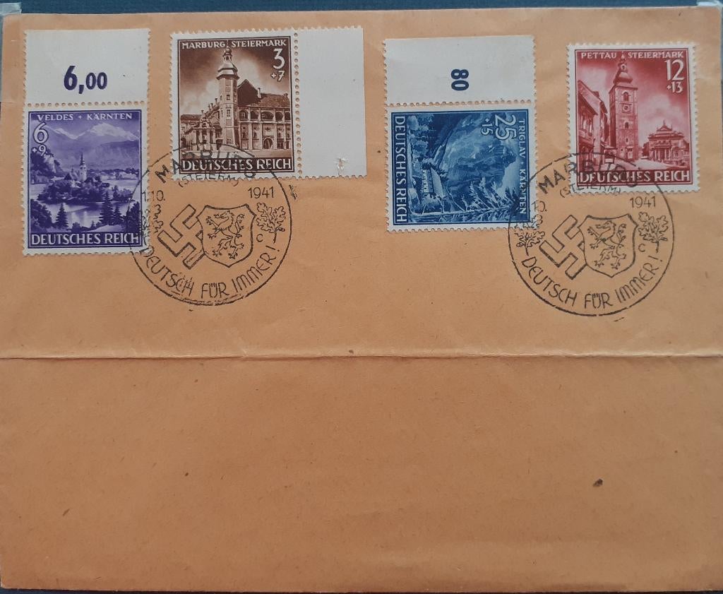 Deutsches Reich Envelop 1941 Deutsch fur immer, Postzegels en Munten, Ophalen of Verzenden, Envelop