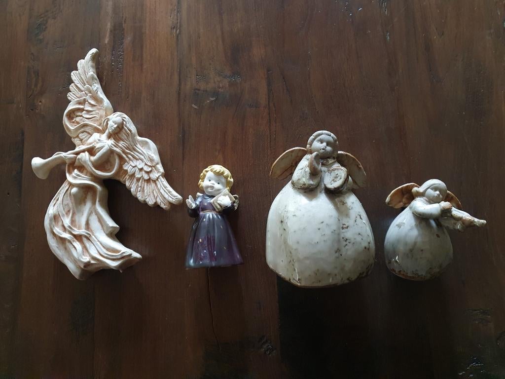 4 Engeltjes Engel, Verzamelen, Beelden en Beeldjes, Ophalen of Verzenden