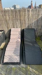 2 tuin ligbedden met kussens, Ophalen, Gebruikt