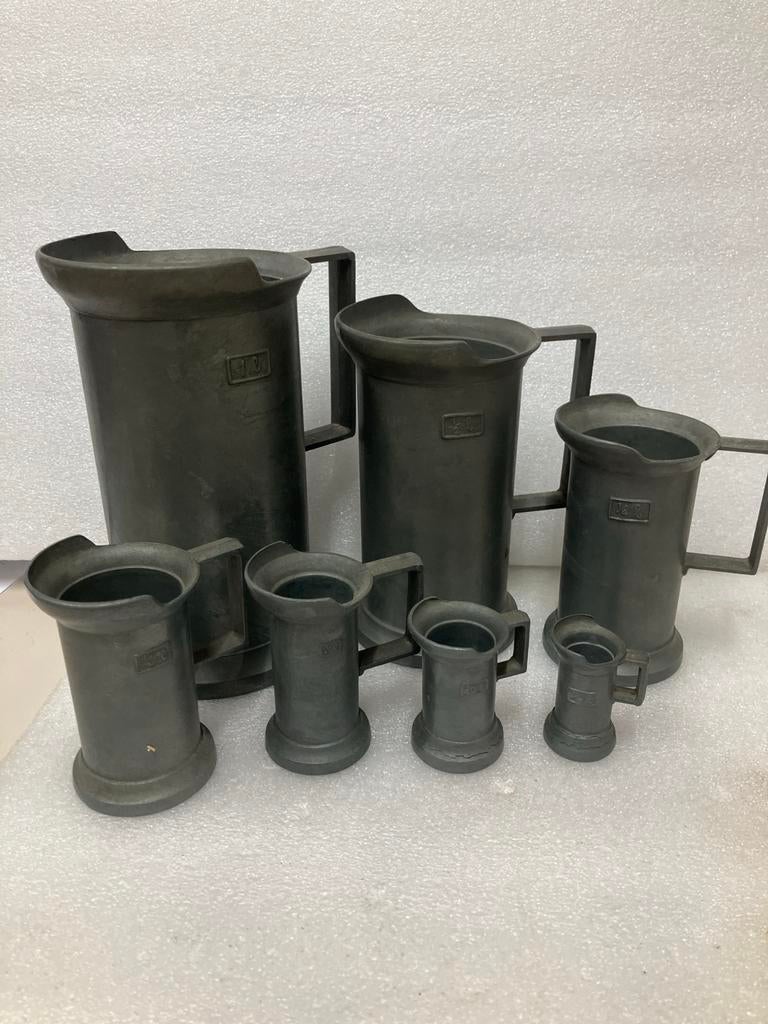 Set van 7 antieke tinnen maatbekers/kannetjes, Antiek en Kunst, Antiek | Tin, Ophalen of Verzenden