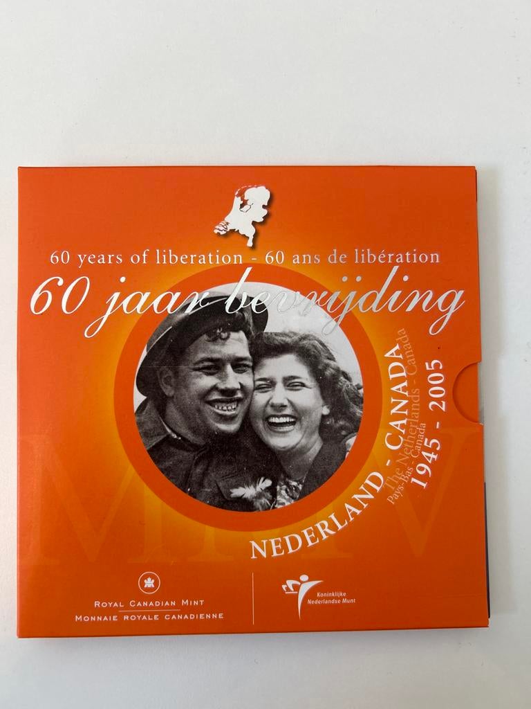 Jaarset 60 jaar bevrijding Nederland - Canada 1945-2005, Ophalen of Verzenden, Koningin Beatrix, Euro's, Setje