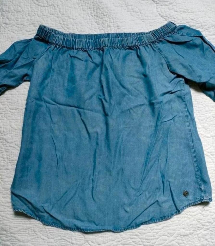 Dun spijkershirt off shoulder maat 36 Only, Only.M., Blauw, Ophalen of Verzenden, Korte mouw