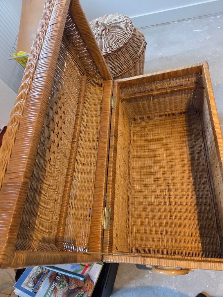Grote rieten dekenkist / opbergmand, Huis en Inrichting, Woonaccessoires | Kisten, Overige materialen, Gebruikt, 100 tot 150 cm