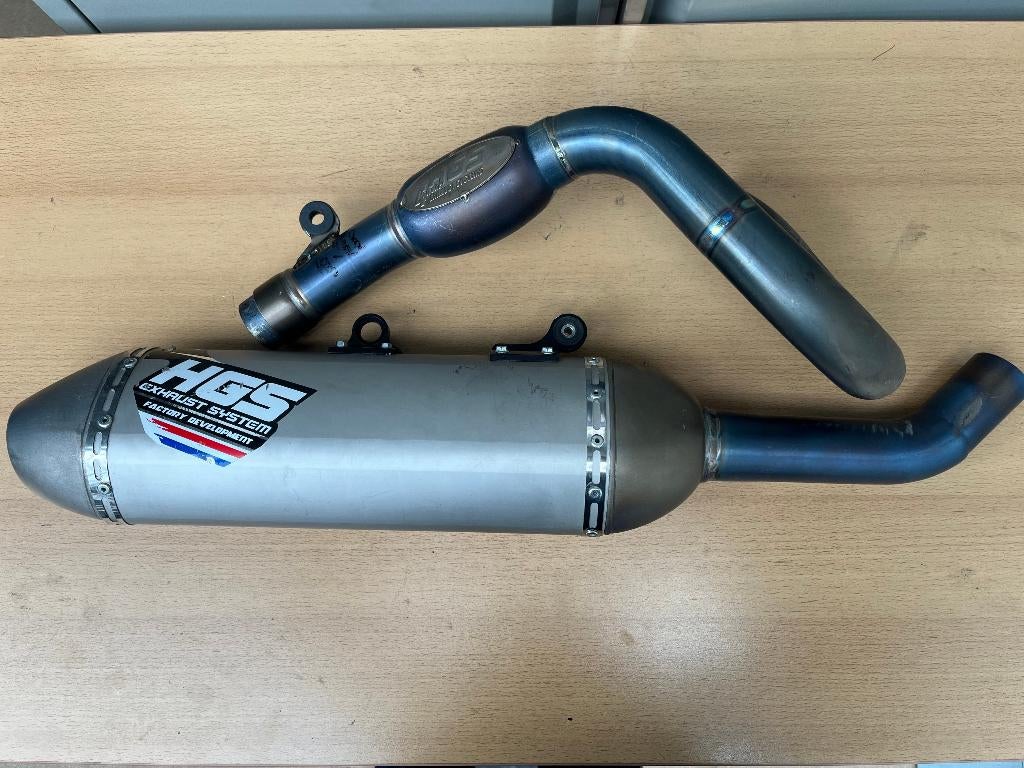 HGS uitlaat Titanium KTM SXF450-HQV FC450 "19 t/m "'22, Gebruikt, Hunnenpad 9, Info@hgs.com, HGS