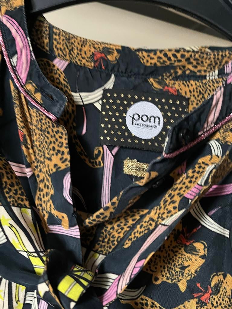 POM Amsterdam blouse met luipaardprint (40/42), Kleding | Dames, Ophalen of Verzenden, Zo goed als nieuw, Maat 42/44 (L), Overige kleuren