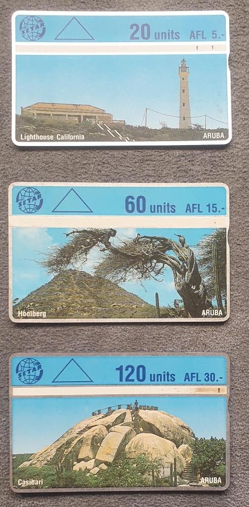 Set telefoonkaarten Aruba 3 stuks gebruikt, Ophalen of Verzenden