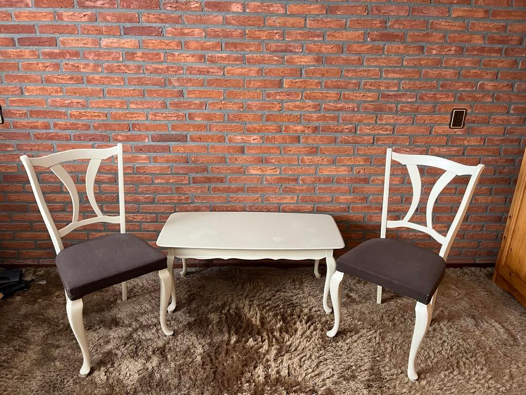 Brocante/vintage tafel met 2 stoelen, Ophalen