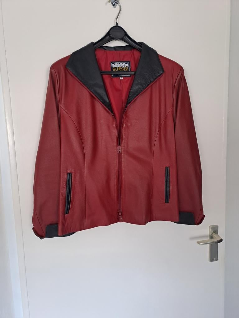 Rood leren jasje, Ophalen, Zo goed als nieuw, Maat 46/48 (XL) of groter, Blauw